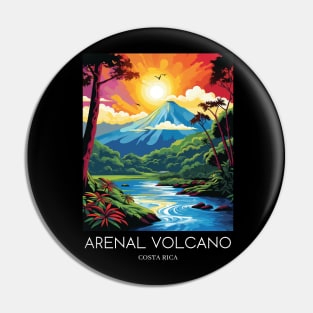 A Pop Art Travel Print of the Arenal Volcano - Costa Rica Pin