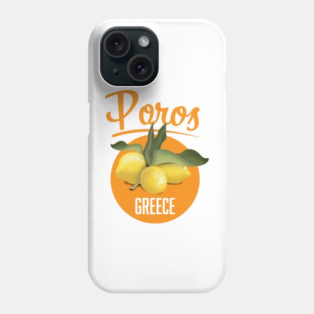 Poros Greece travel poster Phone Case by nickemporium1