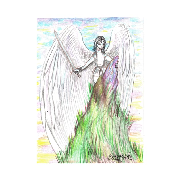 Archangel Angel Winged Man Flying Sword Mountain God by pegacorna