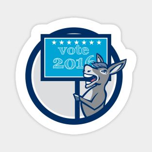 Vote 2016 Democrat Donkey Mascot Circle Cartoon Magnet