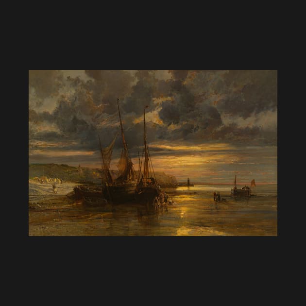 Beached Fishing Boats by Jules Achille Noel by Classic Art Stall