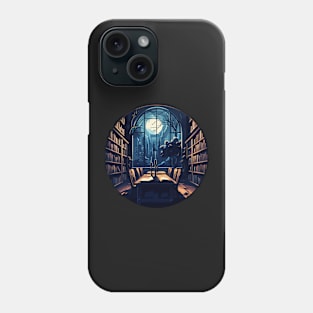 Dark academia library at night Phone Case