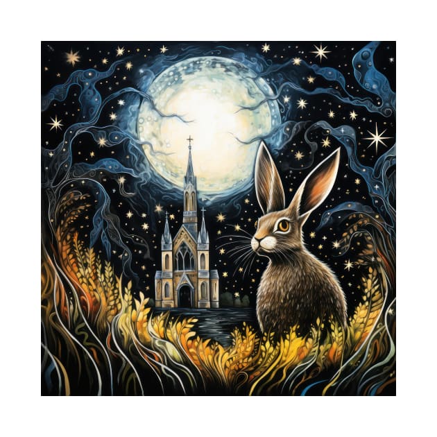 Hare, Pagan Hare, Pagan Art, Moon, Animal, by thewandswant