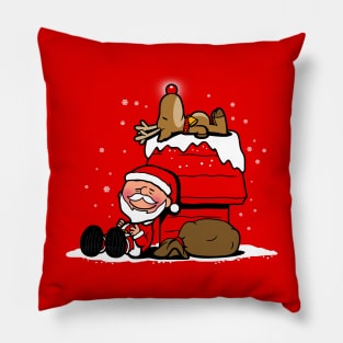 Cute Santa Claus And Rudolph Christmas Winter Funny Christmas Cartoon Gift Pillow