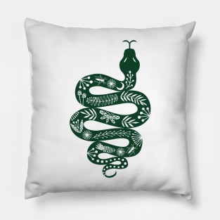 Folk Snake dark green Pillow