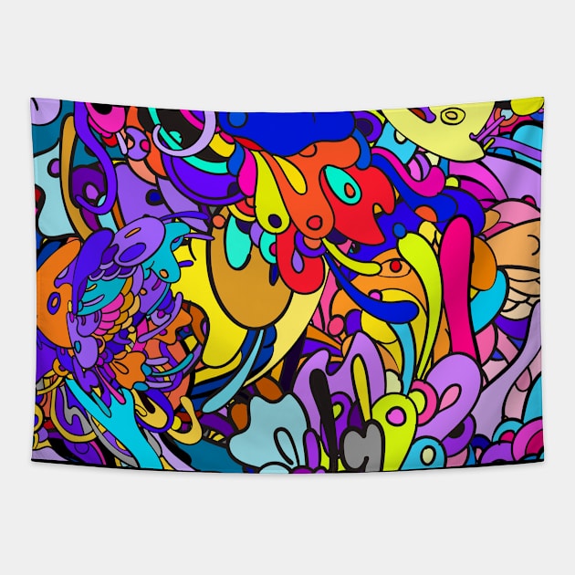 ZHC C H A M E L E O N Copic Marker Doodle Art Tapestry by powerdesign01