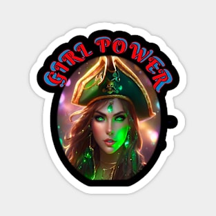 Girl power Green pirate queen Magnet