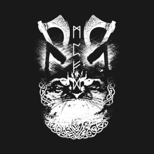 Abstract Cat in Viking Style - White T-Shirt