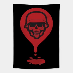 Skull With Helmet and Dripping Blood Tapestry