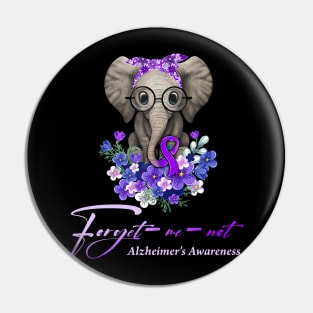 Forget me not Alzheimer's Awareness Elephant Flower Pin