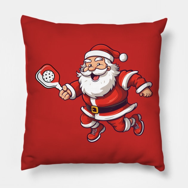 Smilling Santa playing pickleball Pillow by FK-UK