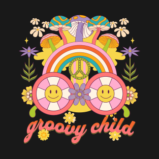 Groovy Child Retro Hippie Design in Bold Colors T-Shirt