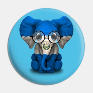 Baby Elephant with Glasses and Salvadorian Flag Pin