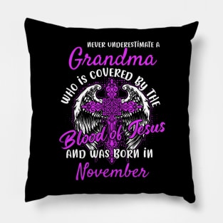 Christian Grandma who was Born in November Birthday Faith Gift Pillow