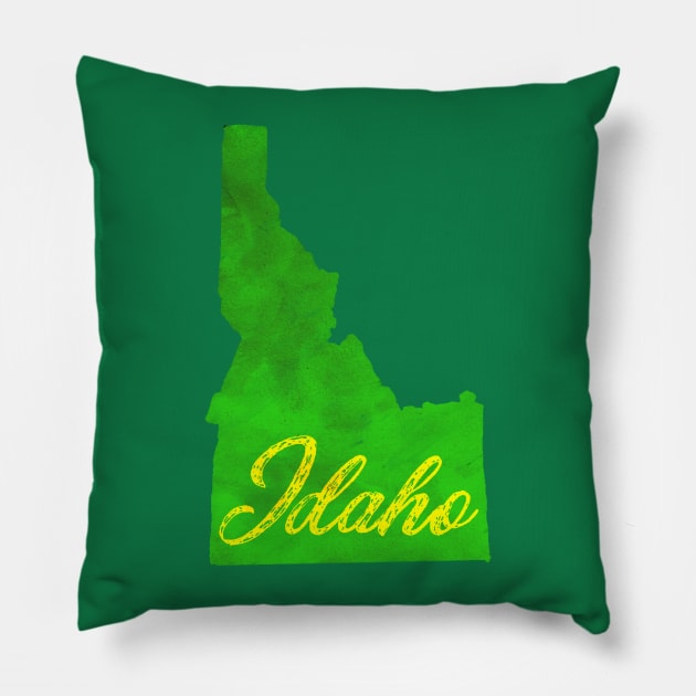 The State of Idaho - Green Watercolor Pillow by loudestkitten