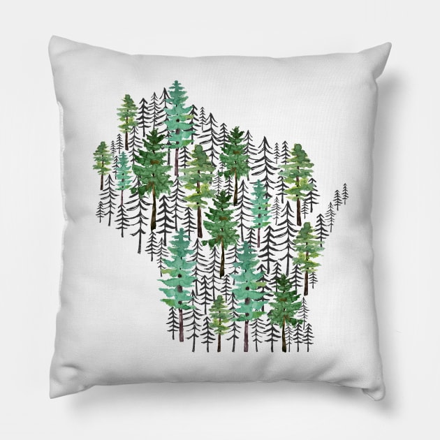 Wisconsin Forest Pillow by GreatLakesLocals