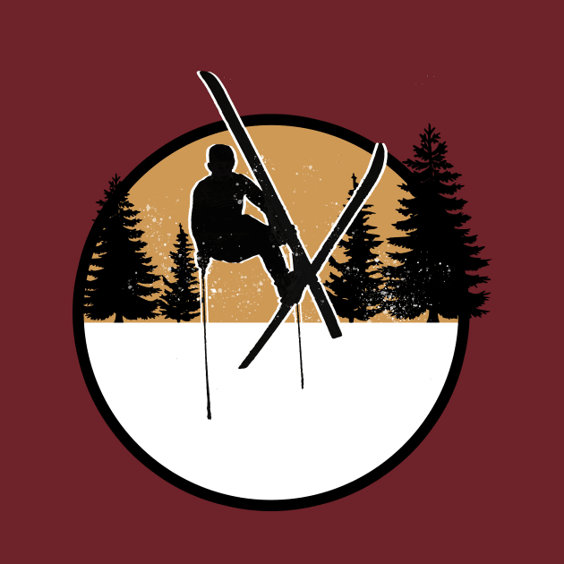 silhouette skiing ski jump mountains 80's sports by Captain-Jackson