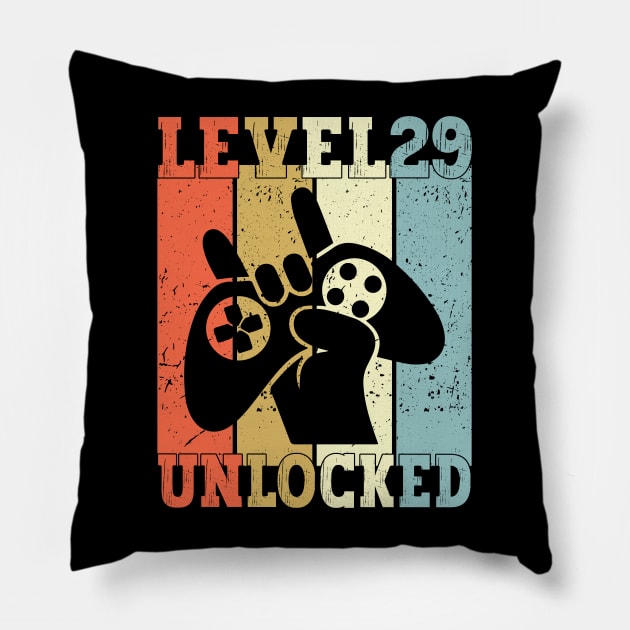 Level 29 Unlocked Video Gamer 29 Years Old 29th Birthday Level Unlocked Pillow by Charaf Eddine