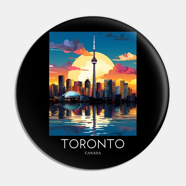 A Pop Art Travel Print of Toronto - Canada Pin by Studio Red Koala