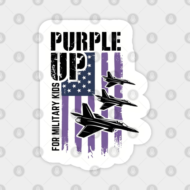 Purple Up For Military Kids Usa Flag Magnet by Creatifly Graphic Tees