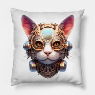 Bronze Bolt -The Steampunk Cyborg Cat Pillow