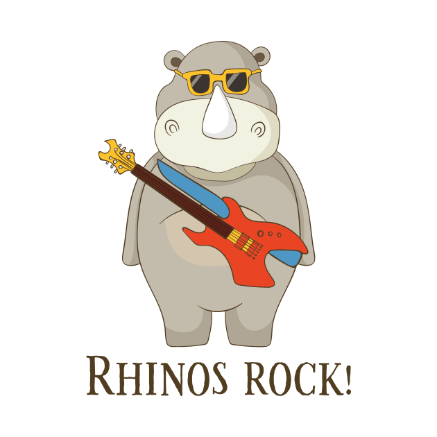 Rhinos Rock, Cute Funny Rhino Fan Lover by Dreamy Panda Designs