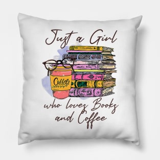 Retro Books Just A Girl Who Loves Books And Coffee Reading Pillow