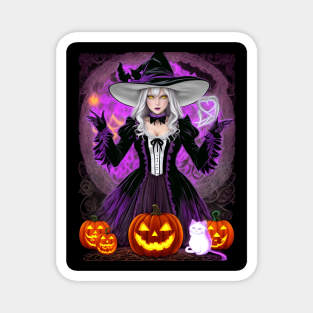 Halloween spooky cute black witch Magnet