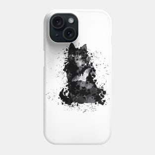 Grungy Watercolour Black Cat Phone Case