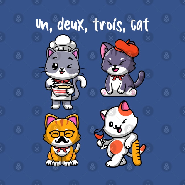 Un deux trois cat - cute French cats (on dark colors) by Messy Nessie