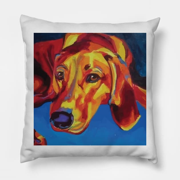 Redbone Coonhound Pillow by AmazingArtMandi