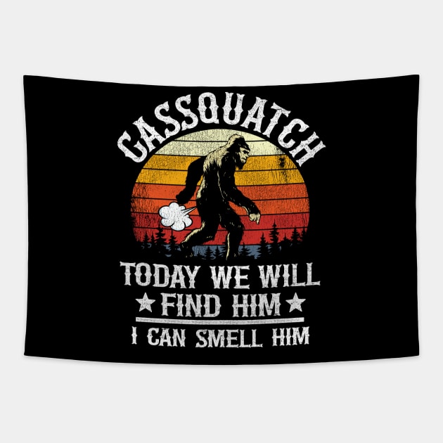 Funny Bigfoot Gassquatch Fart Sasquatch Vintage Tapestry by Kuehni