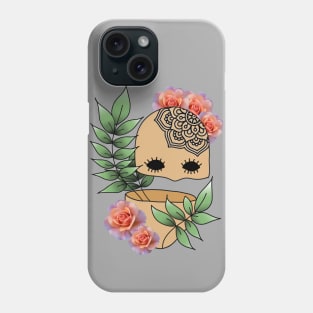 Surreal Plant Person with Roses, Leaves and Mandala Phone Case