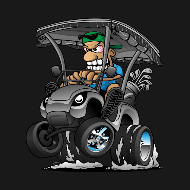 Funny Golf Cart Hotrod Golf Car Popping a Wheelie Cartoon by hobrath