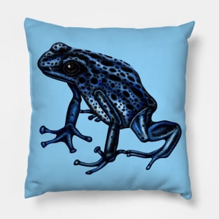 Blue poison dart frog illustration Pillow