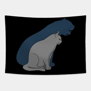 Chartreux Silver Grey Cat with Tiger Shadow Tapestry