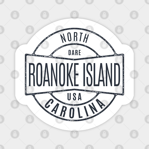 Roanoke Island, NC Vintage Badge Summertime Vacationing Magnet by Contentarama