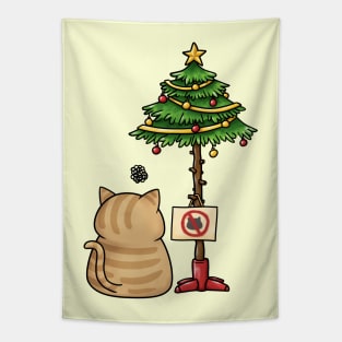 Funny Cat Christmas Tree Tapestry