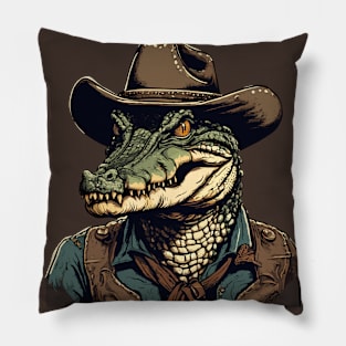 Crocodile Cowboy Pillow