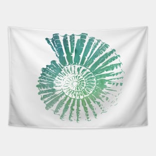 Nautilus Shell Design in Blue and Green Paint Strokes Pattern Tapestry