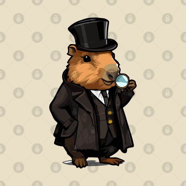 Cute Capybara Detective Gentlaman by MonkaGraphics