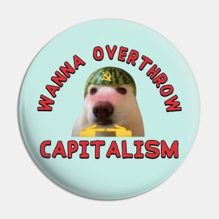 Wanna Overthrow Capitalism - Leftist Meme Pin