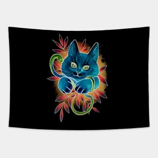 Neon cat Tapestry