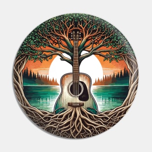 Hippie Acoustic Guitar Roots Pin