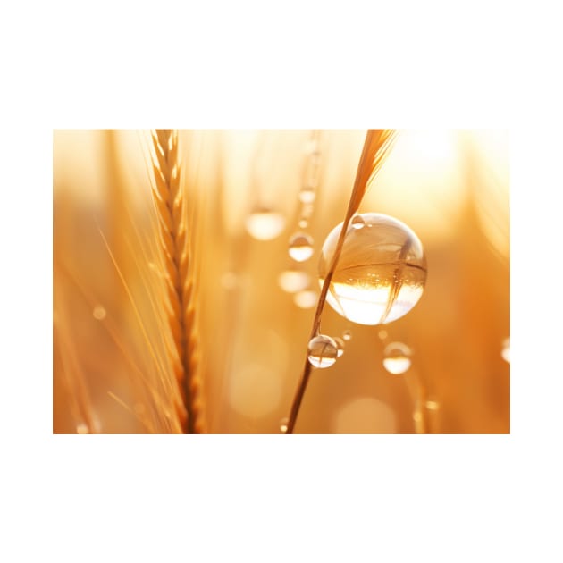 Wheat Water Drop Nature Serene Tranquil by Cubebox