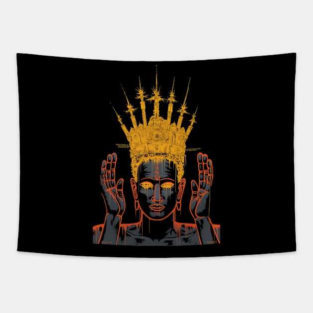 Basquiat Inspired Black King Tapestry by TeeTrendz