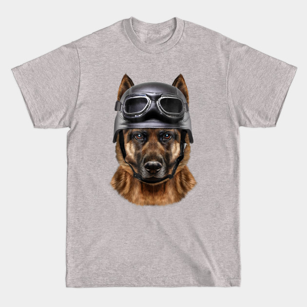 Discover German Shepherd Biker In Motorcycle Helmet - German Shepherd - T-Shirt