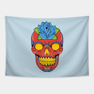 Bright Dia De Los Muertos Sugar Skull Tapestry