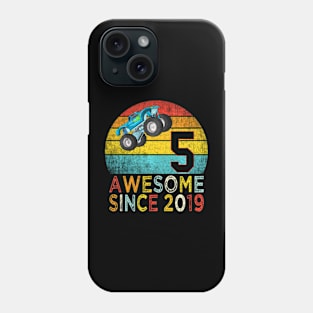 Kids 5Th Birthday Monster Truck Lover 5 Years Old Phone Case