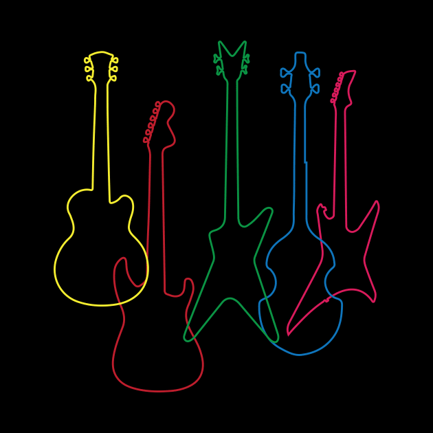 Colored guitars electric acoustic classical by mlleradrian